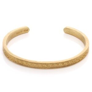 King Ice Gold Greek Key Cuff Bracelet